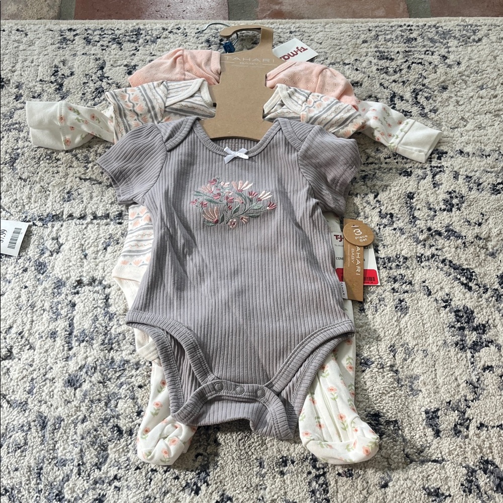 Tahari Gray Floral Kids Bodysuit